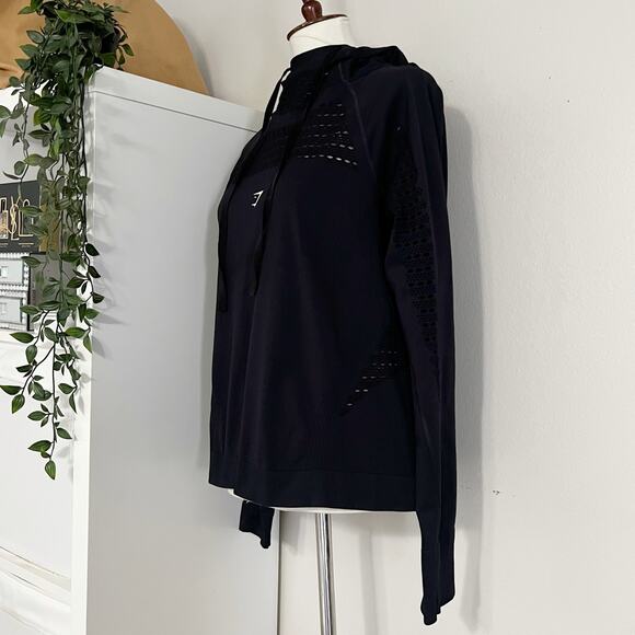 Gymshark Women's‎ Black Long Sleeve Energy Seamless Hoodie Size Medium - Picture 10 of 12